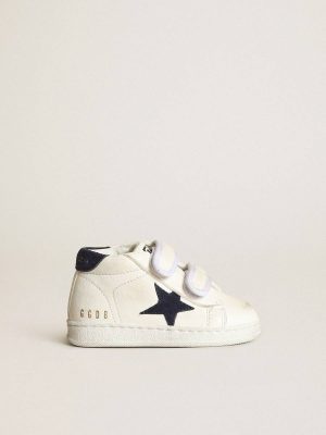 Kids June Junior In Nappa With Dark Blue Suede Star And Heel Tab Little Boys (1-3 Years) Golden Goose - 1