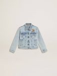 Kids Light Denim Jacket With Embroidery Light Denim Topwear Selection (4-12 Years) Golden Goose - 1