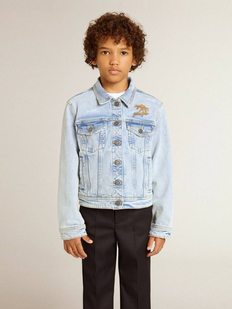 Kids Light Denim Jacket With Embroidery Light Denim Topwear Selection (4-12 Years) Golden Goose - 2