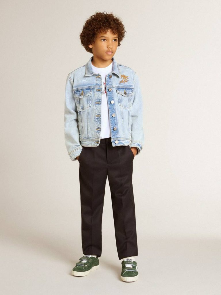 Kids Light Denim Jacket With Embroidery Light Denim Topwear Selection (4-12 Years) Golden Goose - 3