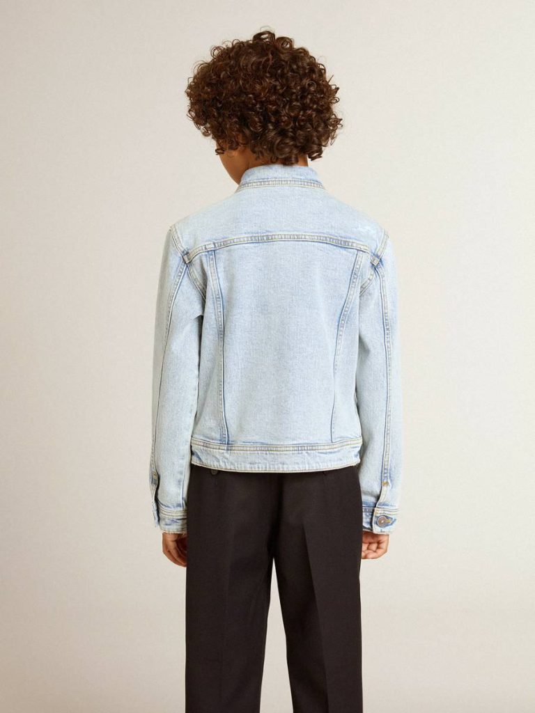Kids Light Denim Jacket With Embroidery Light Denim Topwear Selection (4-12 Years) Golden Goose - 4