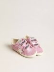 Kids Little Girls (1-3 Years) Golden Goose Junior Old School In Metallic Pink Suede With White Leather Star And Heel Tab - 2