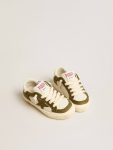 Kids May Young In White And Military Green Leather Golden Goose Boys (4-10 Years) - 2