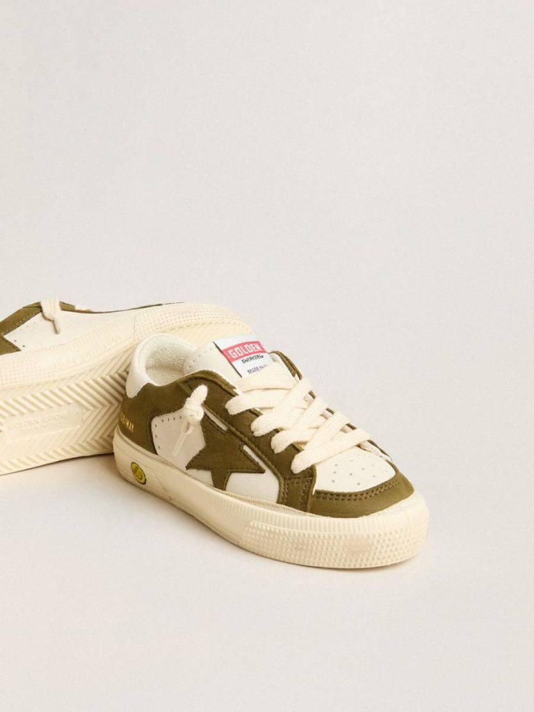 Kids May Young In White And Military Green Leather Golden Goose Boys (4-10 Years) - 3