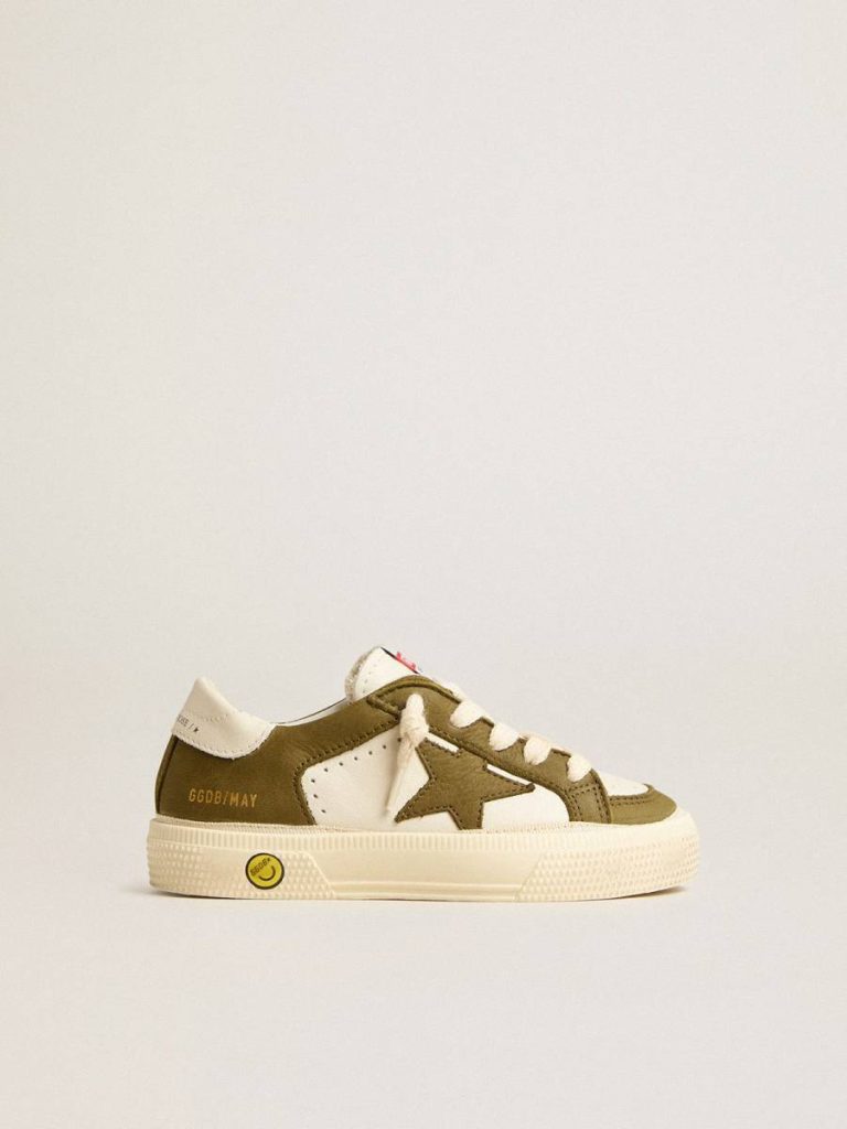 Kids May Young In White And Military Green Leather Golden Goose Boys (4-10 Years) - 1