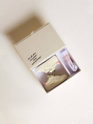 Kids Newborns Golden Goose Baby School Set In Nappa With White Star And Pink Leather Heel Tab - 1