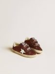 Kids Old School Junior In Burgundy Glitter With Leather Star And Heel Tab Golden Goose Little Boys (1-3 Years) - 2