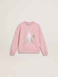 Kids Pink Sweatshirt With Maxi Star In Silver Glitter On The Front Topwear Selection (4-12 Years) Pink Golden Goose - 1