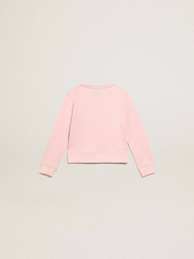 Kids Pink Sweatshirt With Maxi Star In Silver Glitter On The Front Topwear Selection (4-12 Years) Pink Golden Goose - 2