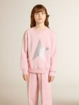 Kids Pink Sweatshirt With Maxi Star In Silver Glitter On The Front Topwear Selection (4-12 Years) Pink Golden Goose - 3