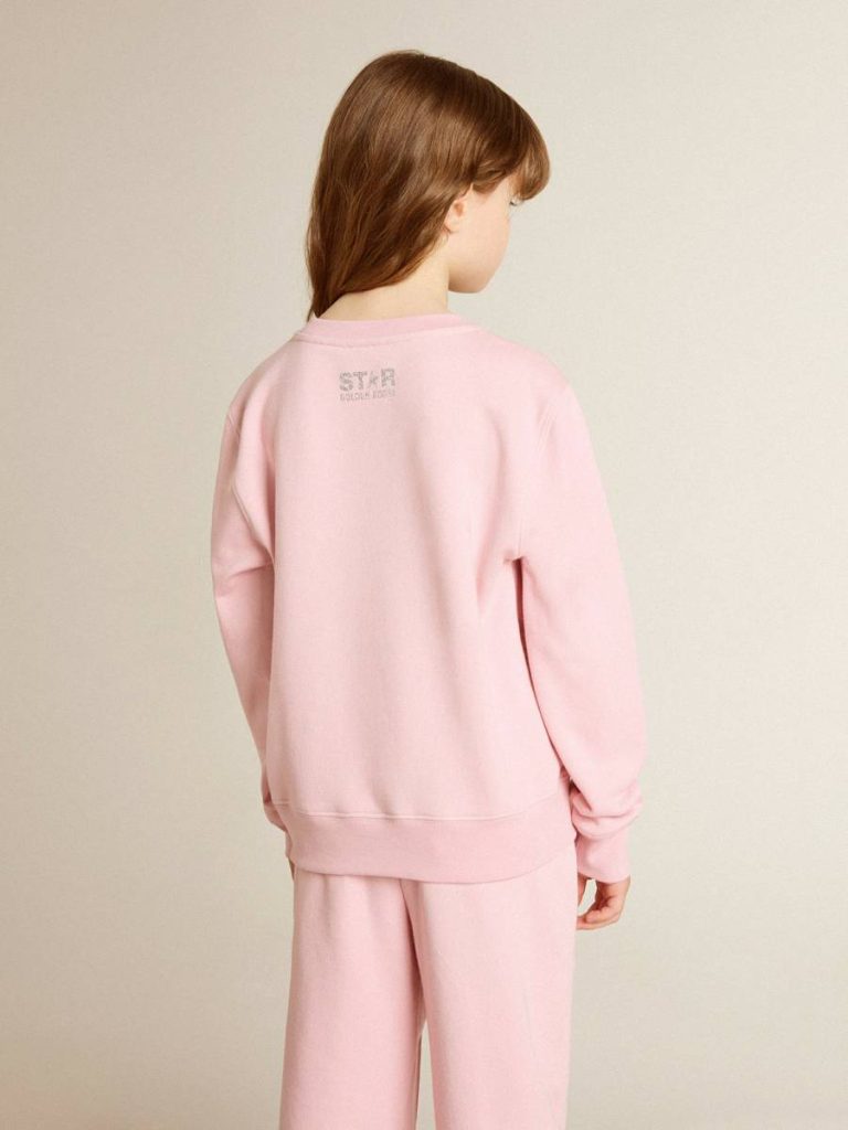 Kids Pink Sweatshirt With Maxi Star In Silver Glitter On The Front Topwear Selection (4-12 Years) Pink Golden Goose - 5
