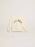 Kids Sweatshirt In Aged White With Multicolor Golden Lettering On The Front Golden Goose Aged White Topwear Selection (4-12 Years) - 1