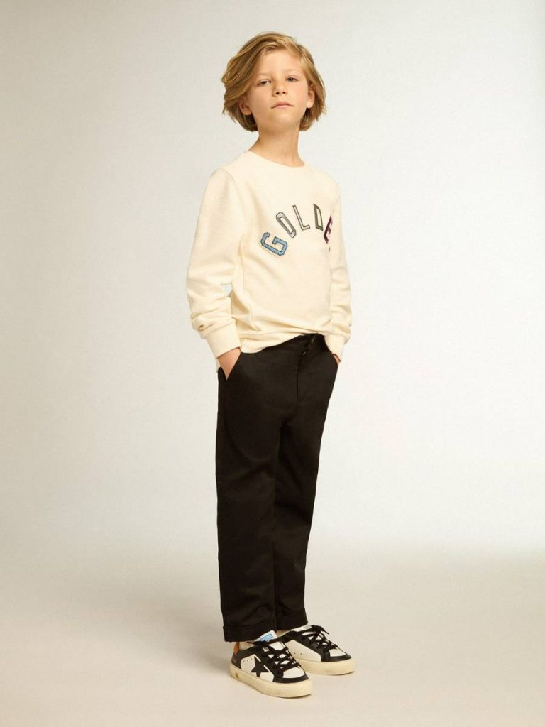 Kids Sweatshirt In Aged White With Multicolor Golden Lettering On The Front Golden Goose Aged White Topwear Selection (4-12 Years) - 3