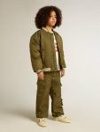 Kids Topwear Selection (4-12 Years) Golden Goose Kids Military-Green Nylon Bomber Jacket With Lettering On The Back Military Green - 4