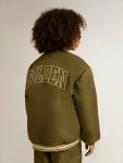 Kids Topwear Selection (4-12 Years) Golden Goose Kids Military-Green Nylon Bomber Jacket With Lettering On The Back Military Green - 5