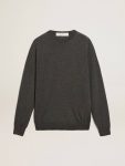 Knitwear Dark Gray Melange Men Men's Round-Neck Sweater In Dark Gray Mélange Wool Golden Goose - 1