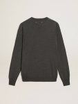 Knitwear Dark Gray Melange Men Men's Round-Neck Sweater In Dark Gray Mélange Wool Golden Goose - 5