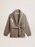 Knitwear Golden Goose Women's Cardigan In Gray Melange Wool With Embroidery On The Front Gray Melange Women - 1