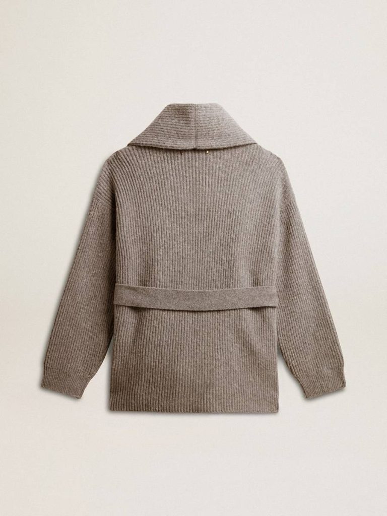 Knitwear Golden Goose Women's Cardigan In Gray Melange Wool With Embroidery On The Front Gray Melange Women - 2