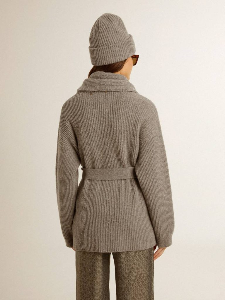 Knitwear Golden Goose Women's Cardigan In Gray Melange Wool With Embroidery On The Front Gray Melange Women - 5
