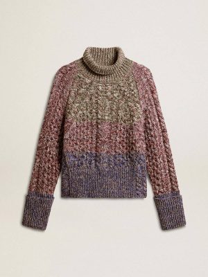 Knitwear Golden Goose Women's Multicolored High Neck Sweater With Mouliné Yarn Multicolor Women - 1