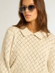 Knitwear Panama Golden Goose Panama-Colored Openwork Cotton Cropped Sweater With Pearl Embroidery Women - 2