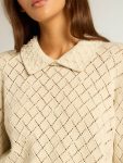 Knitwear Panama Golden Goose Panama-Colored Openwork Cotton Cropped Sweater With Pearl Embroidery Women - 5