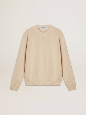 Knitwear Women Women's Beige Sweater With 'Golden' Lettering On The Back Beige Golden Goose - 1