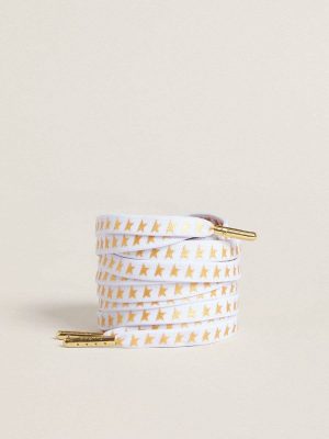 Laces Golden Goose White Women White Cotton Laces With Contrasting Gold Stars - 1