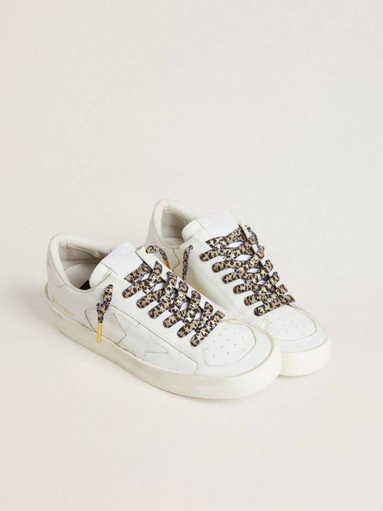 Laces With Gray And Black Animal Print With Contrasting Gold Stars Gray And Black Animal Print Golden Goose Women Laces - 3