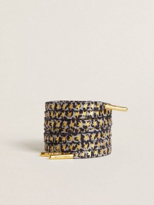 Laces With Gray And Black Animal Print With Contrasting Gold Stars Gray And Black Animal Print Golden Goose Women Laces - 1
