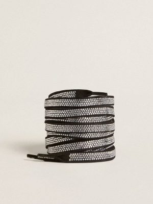 Laces Women Golden Goose Swarovski Laces With Contrasting White Logo Black - 1
