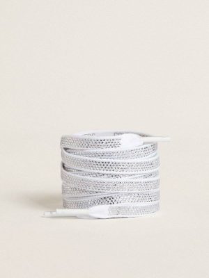 Laces Women Swarovski Laces With Contrasting Gray Logo Golden Goose Optical White - 1