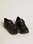 Lightstar Men Golden Goose Men’s Lightstar With Black Leather And Mesh Upper And Black Star - 2