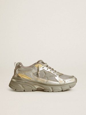 Lightstar Men’s Lightstar In Metallic Leather And Silver Mesh With Gray Star Golden Goose Men - 1