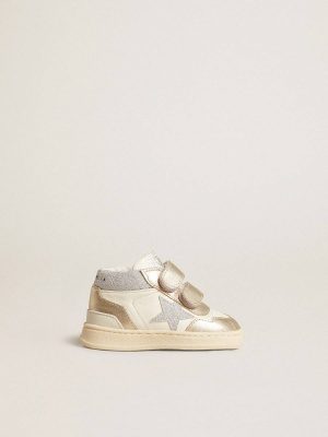 Little Girls (1-3 Years) Golden Goose Kids June Junior In Nappa And Metallic Leather Inserts With Glitter Star - 1