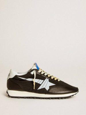 Marathon Men Golden Goose Men’s Marathon With Black Nylon Upper And White Star - 1