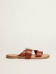 Margaret Flat Sandals In Resin-Coated Leather Women Golden Goose Sandals - 1
