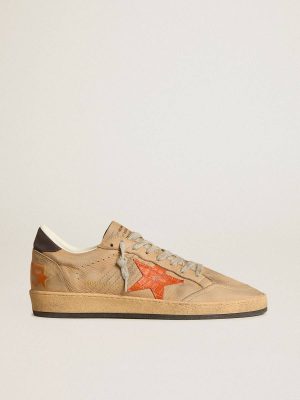 Men Ball Star Golden Goose Ball Star In Beige Nubuck With Croc-Print Leather Star And Nubuck Heel Tab - 1