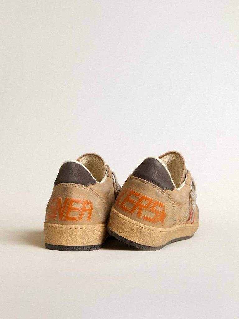 Men Ball Star Golden Goose Ball Star In Beige Nubuck With Croc-Print Leather Star And Nubuck Heel Tab - 4