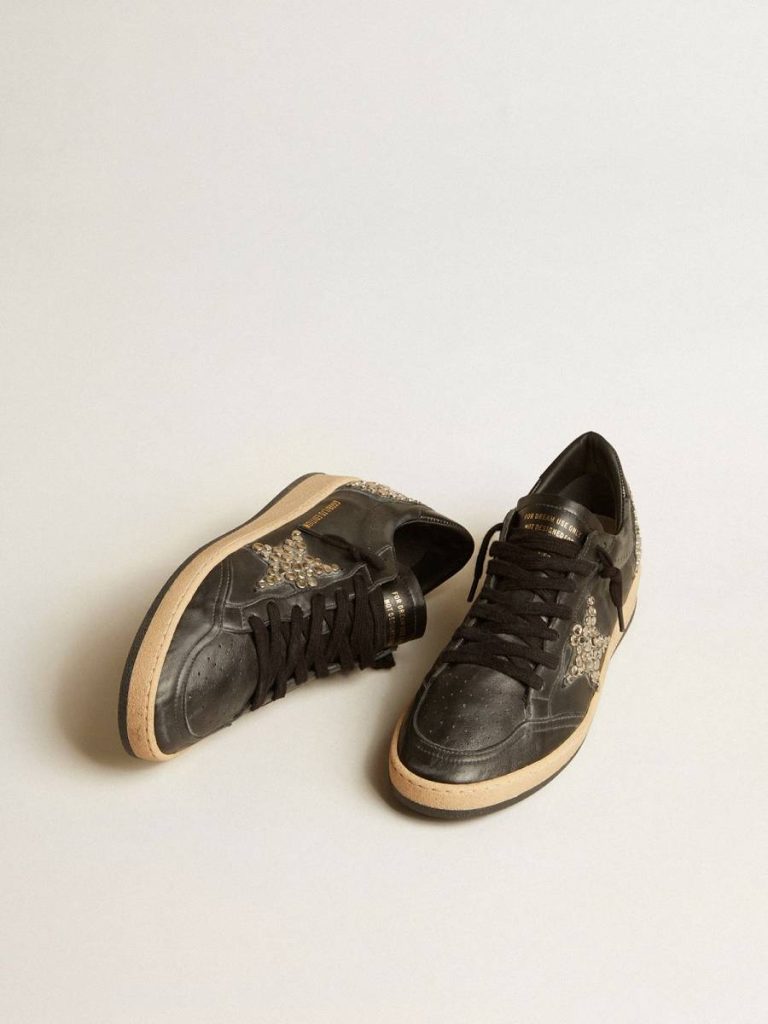 Men Ball Star Golden Goose Men’s Ball Star Lab In Black Nappa With Studded Black Leather Star - 2