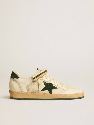 Men Ball Star In Nylon And Nappa With Green Suede Star And Heel Tab Golden Goose Ball Star - 1