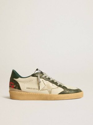 Men Ball Star Ltd With Platinum Leather Star And Green Leather Heel Tab Off-White Ball Star Golden Goose - 1
