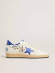 Men Ball Star Men's Ball Star Wishes In White Nappa Leather With A Bright Blue Star And Heel Tab Golden Goose - 5