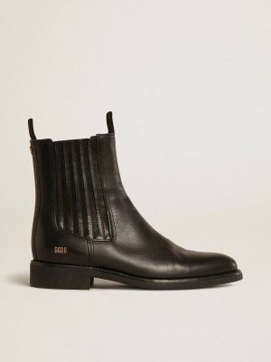 Men Black Golden Goose Men’s Chelsea Boots In Black Leather Boots - 1
