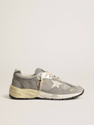 Men Dad-Star Golden Goose Men’s Dad-Star In Suede And Mesh With White Leather Star And Heel Tab - 1