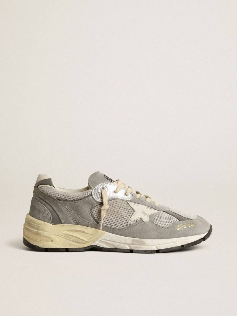 Men Dad-Star Golden Goose Men’s Dad-Star In Suede And Mesh With White Leather Star And Heel Tab - 1