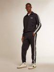 Men Dark Blue Jeans & Pants Dark Blue Joggers With Contrasting Strip And Stars Golden Goose - 3