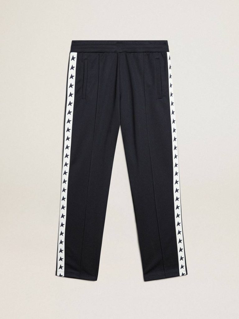 Men Dark Blue Jeans & Pants Dark Blue Joggers With Contrasting Strip And Stars Golden Goose - 1