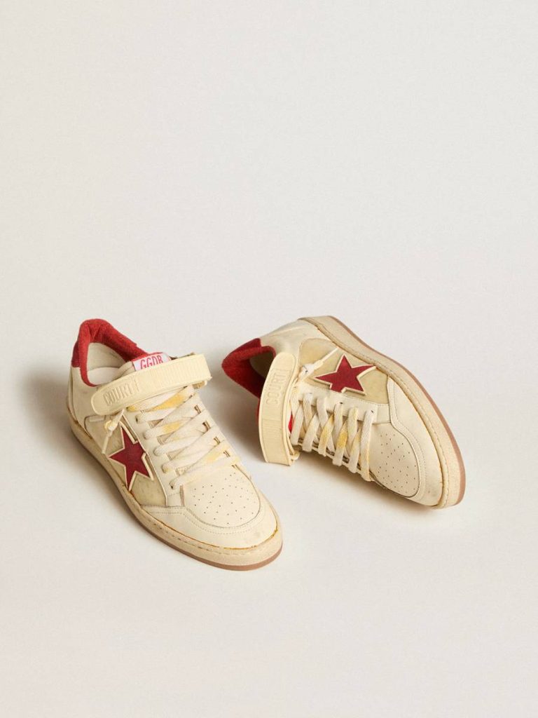 Men Golden Goose Ball Star Men’s Ball Star Lab In Nappa And Pvc With Red Suede Star And Heel Tab - 2